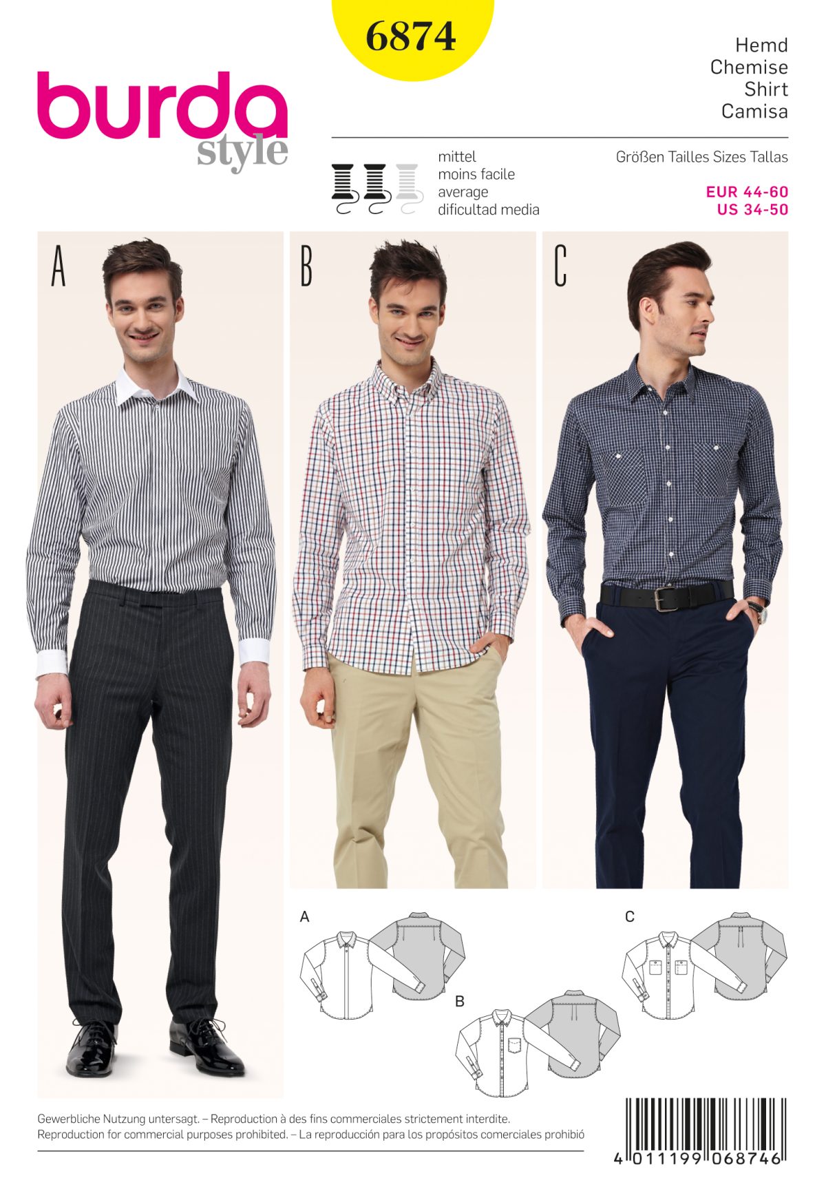 Burda Style B6874 Menswear Sewing Pattern