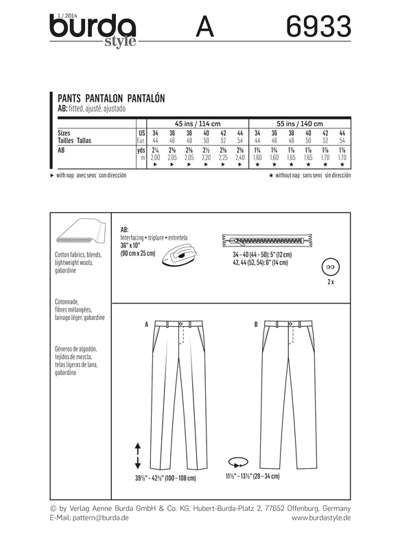 Burda B6933 Burda Style Menswear Sewing Pattern