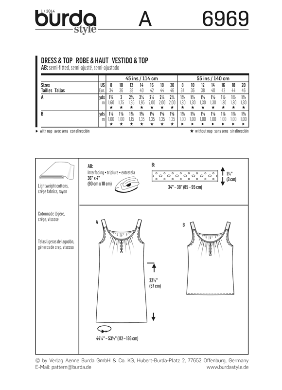 Burda B6969 Burda Style Tops, Shirts, Blouses Sewing Pattern