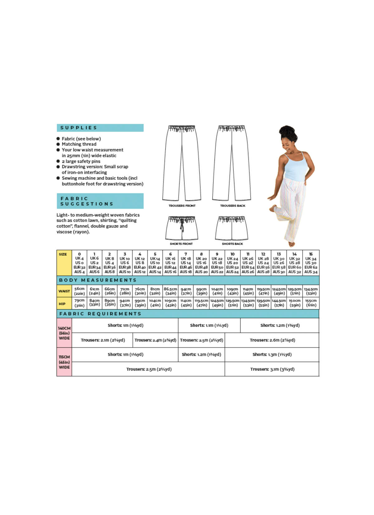 Tilly and the Buttons Jaimie Pyjama Bottoms + Shorts Sewing Pattern