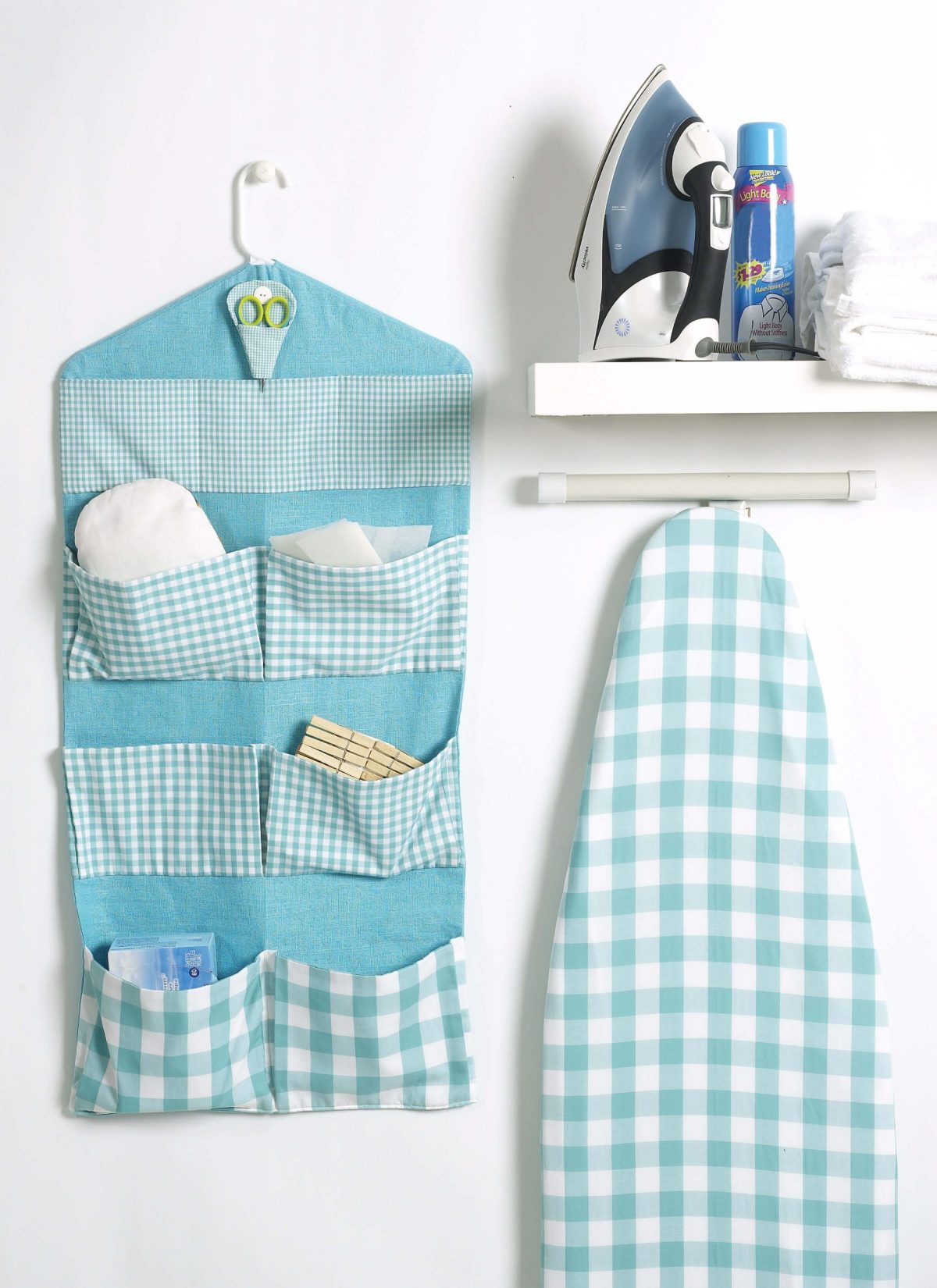 McCall's Sewing Pattern M6051 Apron, Ironing Board Cover, Organizer, Bins, Hanger Cover, Clothespin Holder, Banner and Scissor Caddy