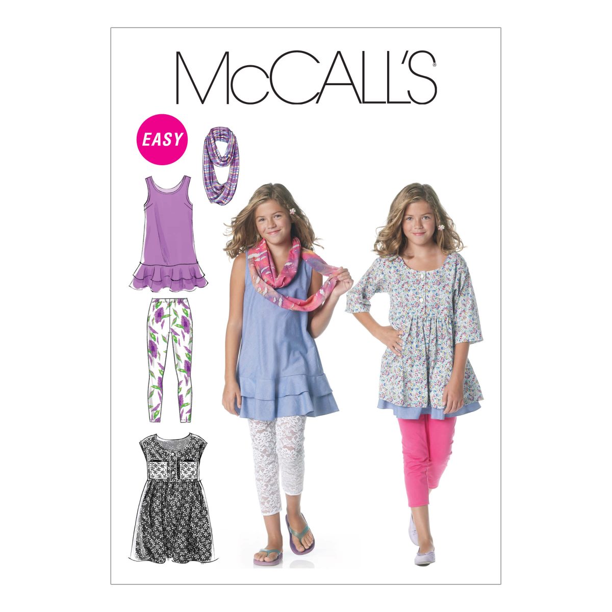 McCall's Sewing Pattern M6275 Girls'/Girls' Plus Dresses, Scarf and Leggings