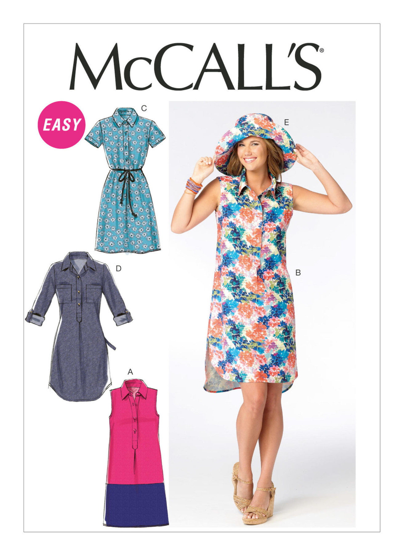 McCall’s Sewing Pattern M6885 Misses’ Shirtdresses and Sun Hat