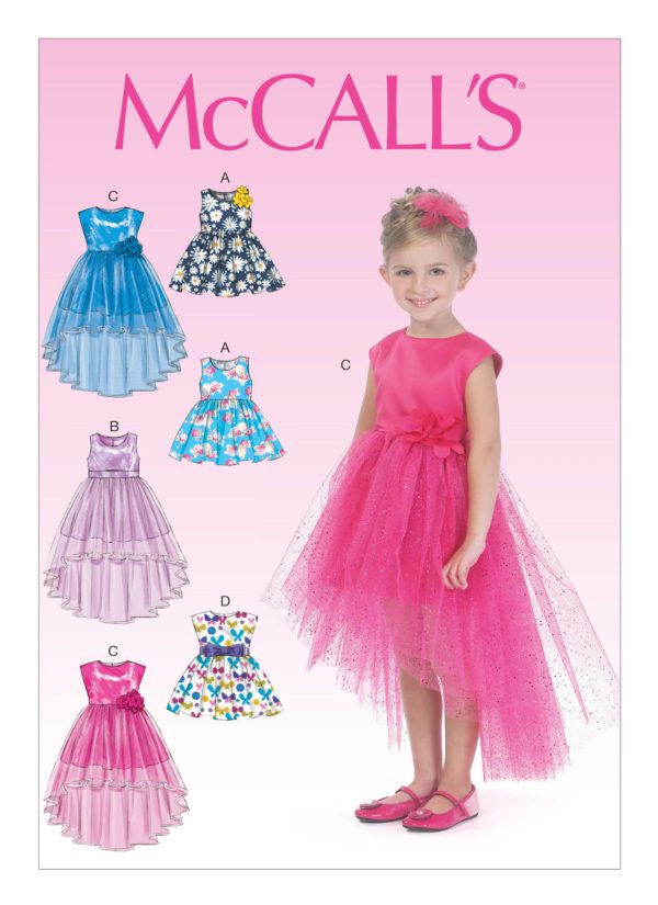 McCall's Sewing Pattern M7077 Children's/Girls' Gathered-Waist Dresses