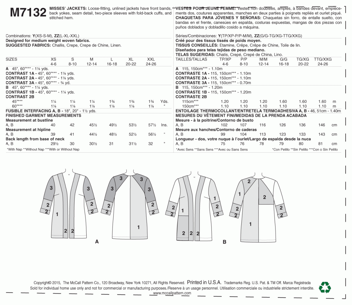 McCall's Sewing Pattern M7132 Misses' Jackets