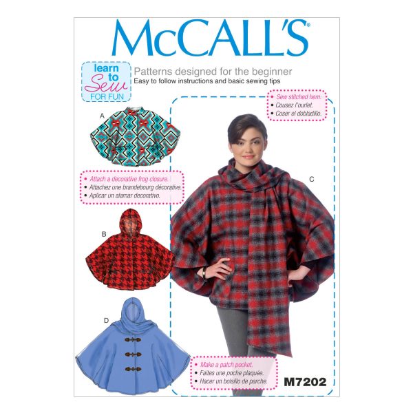 McCall's Sewing Pattern M7202 Misses' Ponchos
