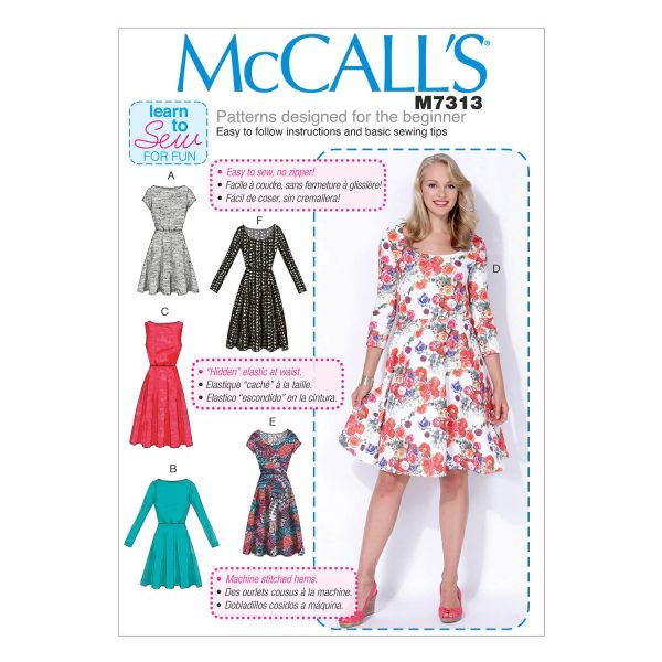 McCall's Sewing Pattern M7313 Misses'/Women's Flared Dresses