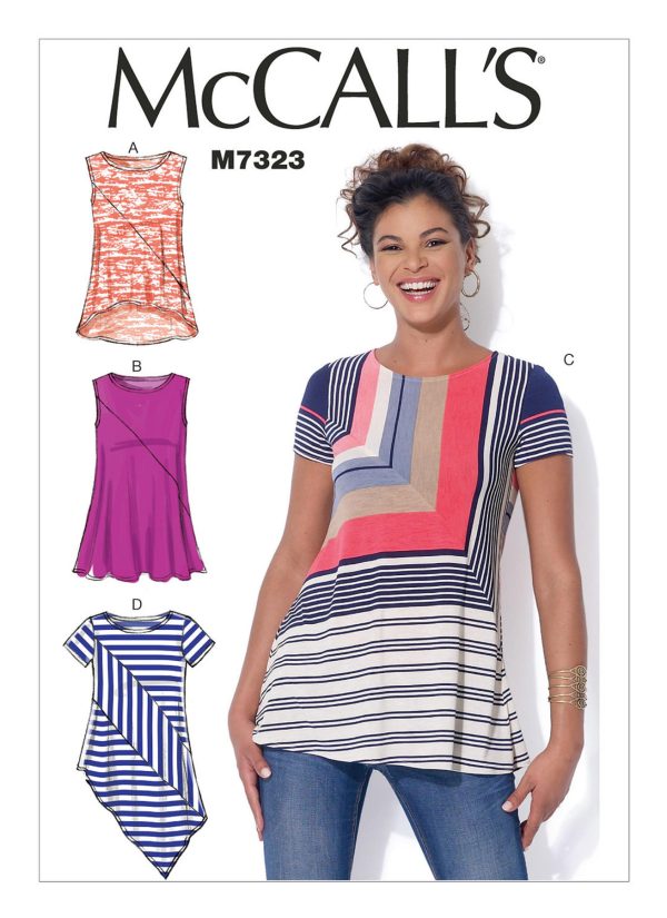 McCall's Sewing Pattern M7323 Misses' Asymmetrical Seam-Detail Tops