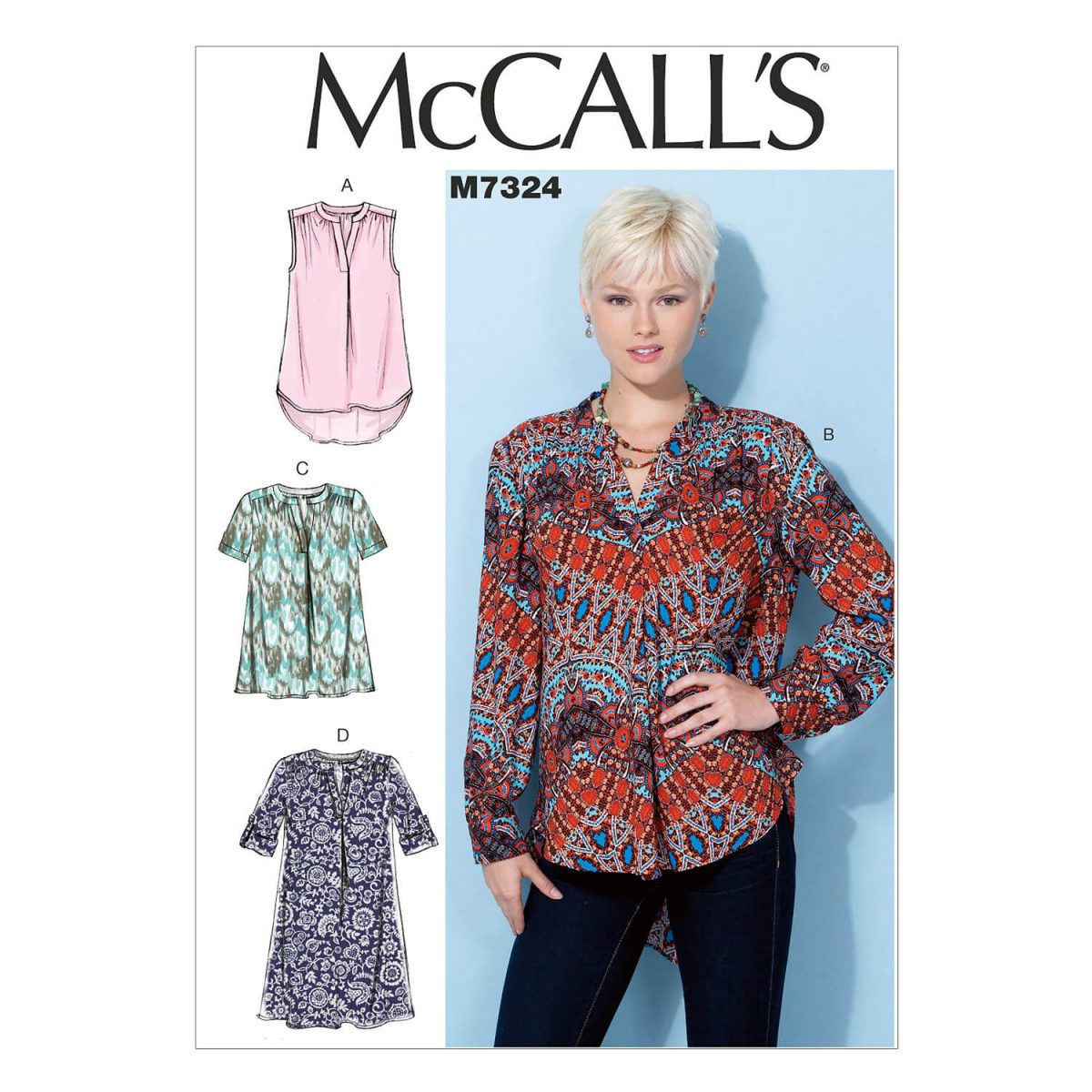 McCall's Sewing Pattern M7324 Misses' Half Placket Tops and Tunic