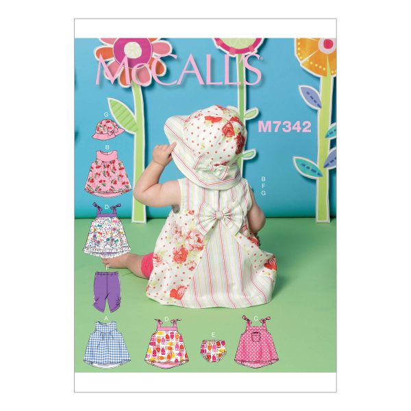 McCall's Sewing Pattern M7342 Infants' Back-Bow Dresses, Panties, Leggings and Bucket Hat