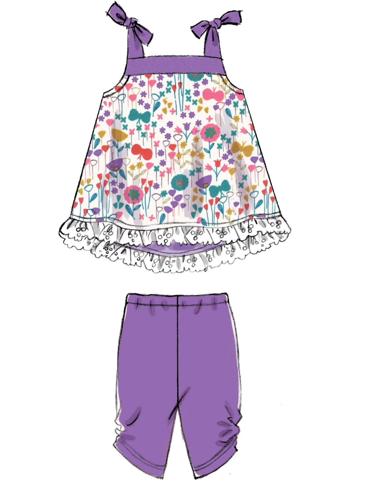 McCall's Sewing Pattern M7342 Infants' Back-Bow Dresses, Panties, Leggings and Bucket Hat