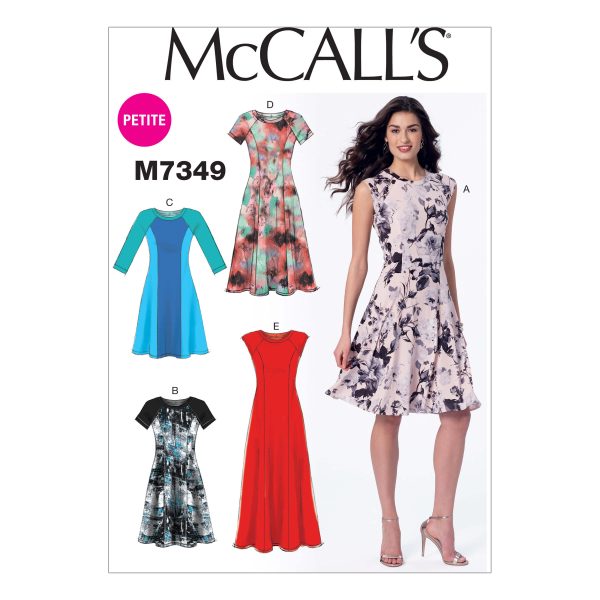 McCall's Sewing Pattern M7349 Misses'/Miss Petite Sleeveless or Raglan Sleeve, Fit and Flare Dresses