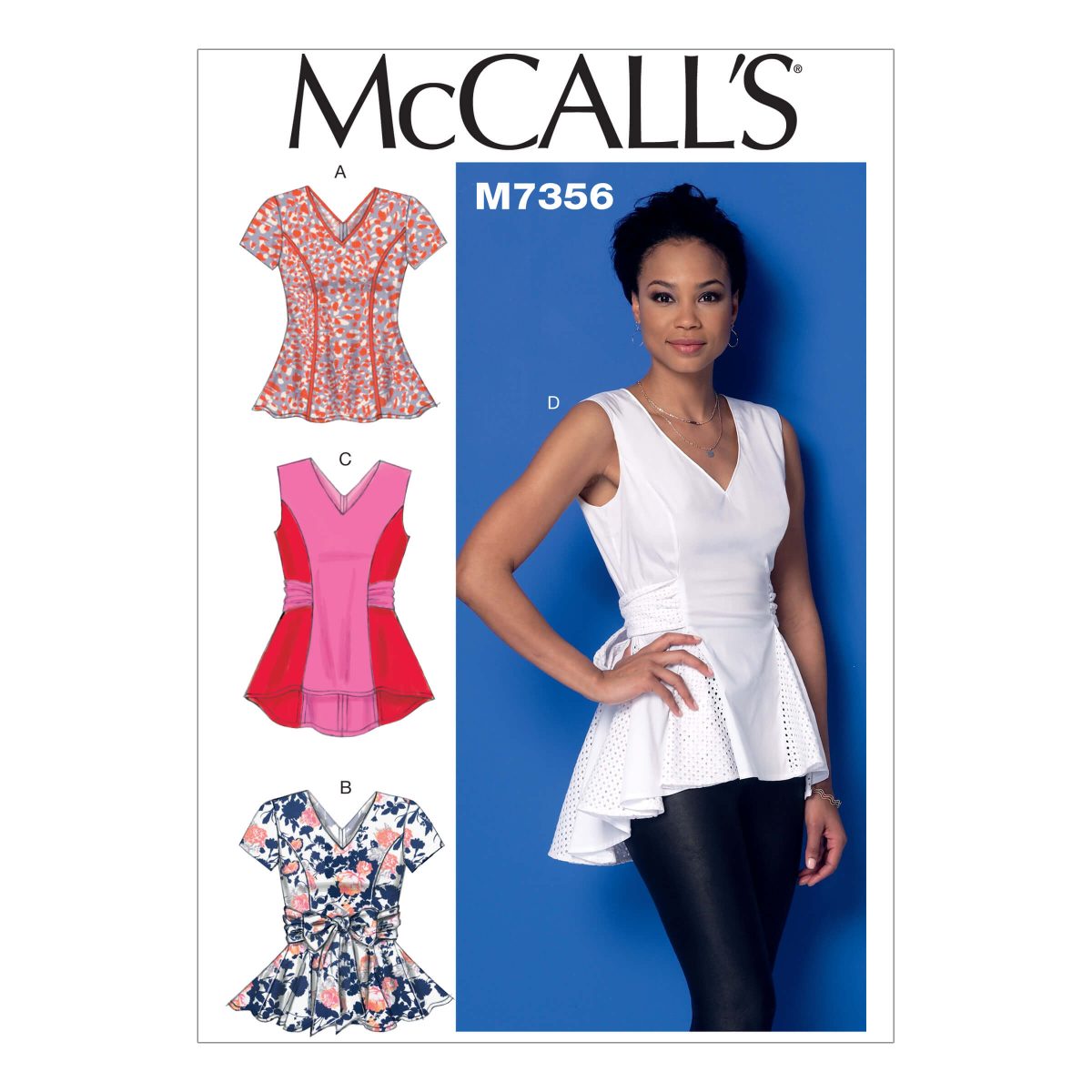 McCall's Sewing Pattern M7356 Misses' V-Neck Fit and Flare Tops