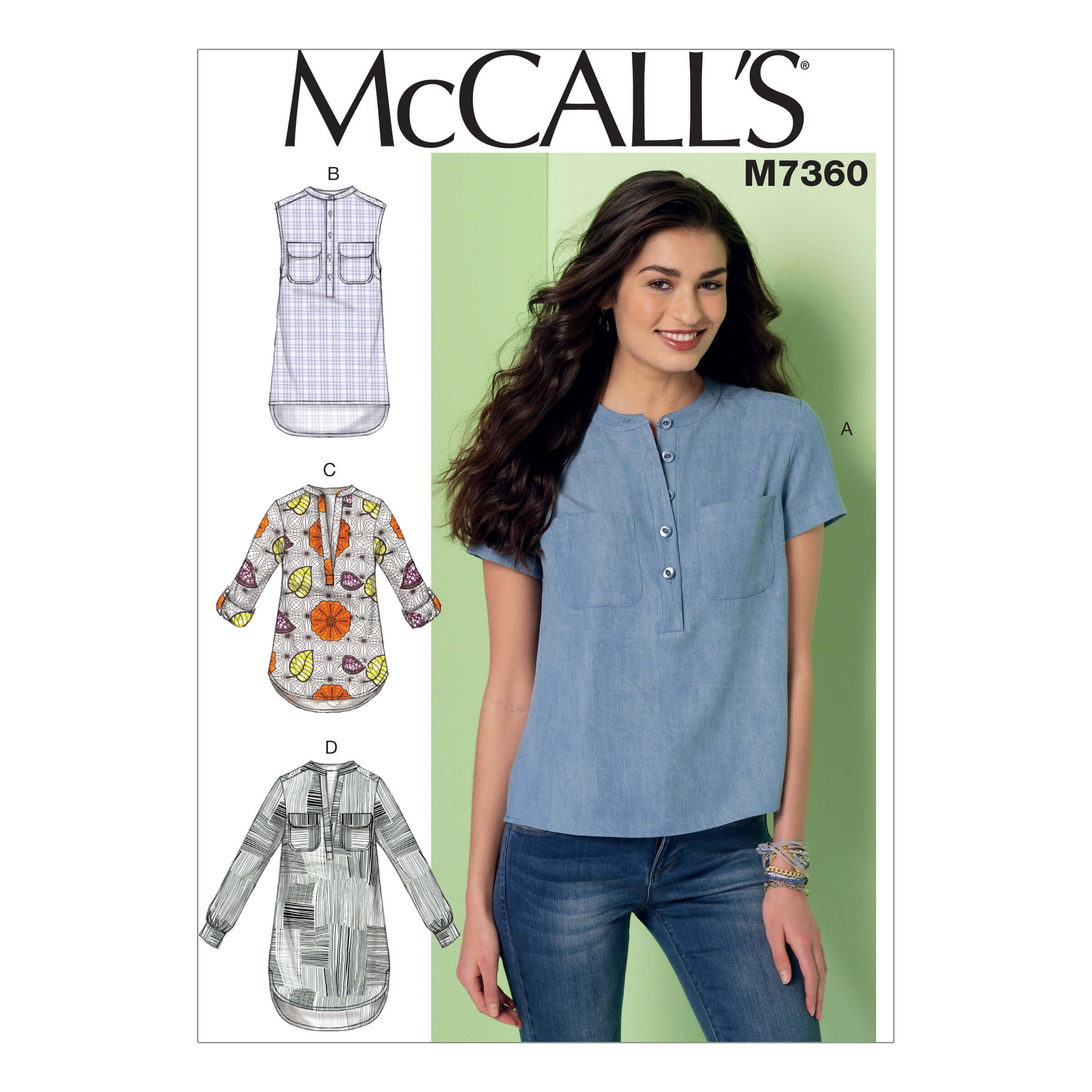 McCall’s M7360 Sewing Pattern Misses’ Henley Tops