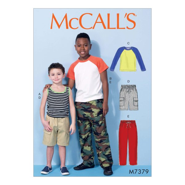 McCall's Sewing Pattern M7379 Children's/Boys' Raglan Sleeve and Tank Tops, Cargo Shorts and Pants