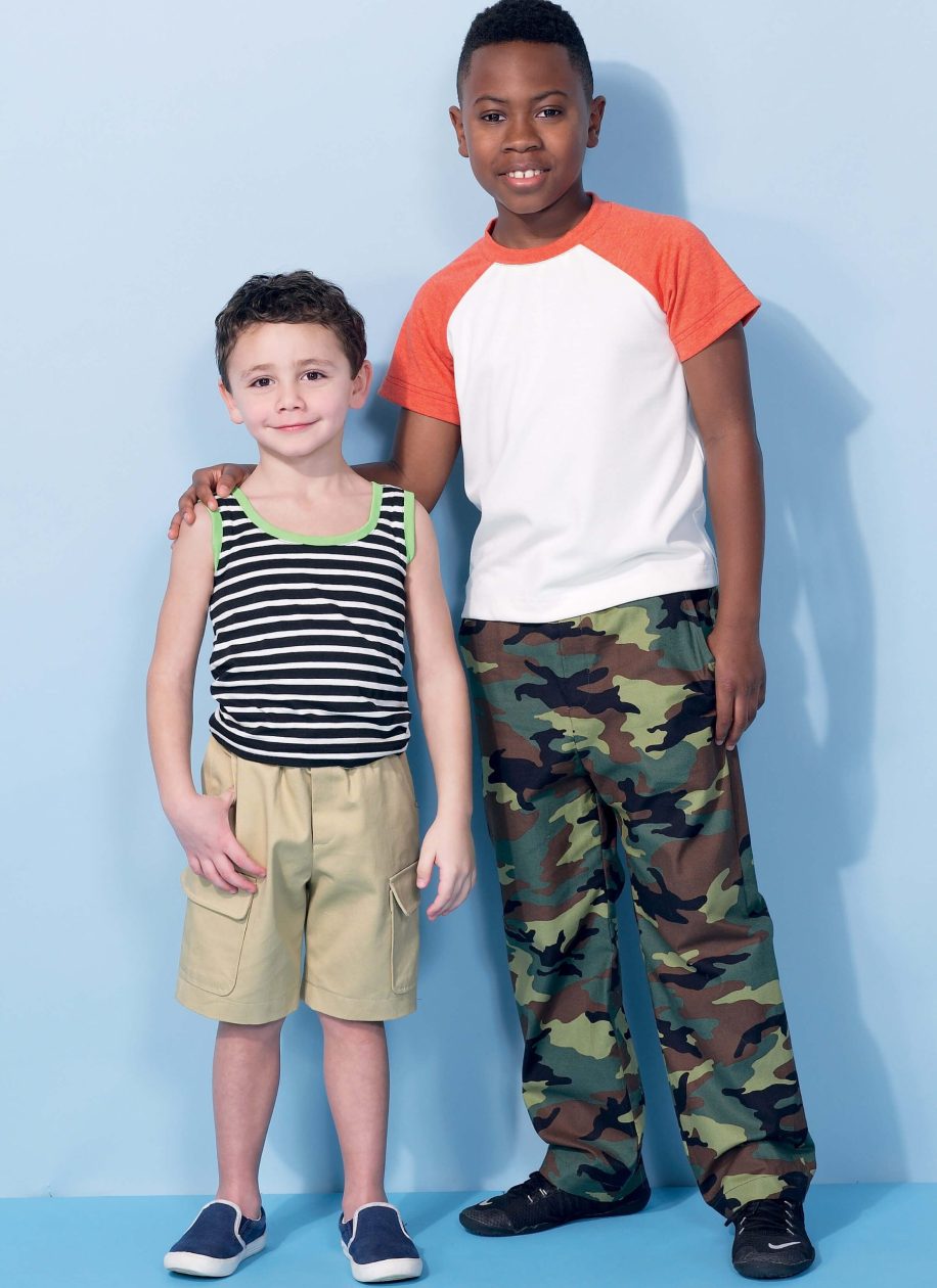 McCall's Sewing Pattern M7379 Children's/Boys' Raglan Sleeve and Tank Tops, Cargo Shorts and Pants