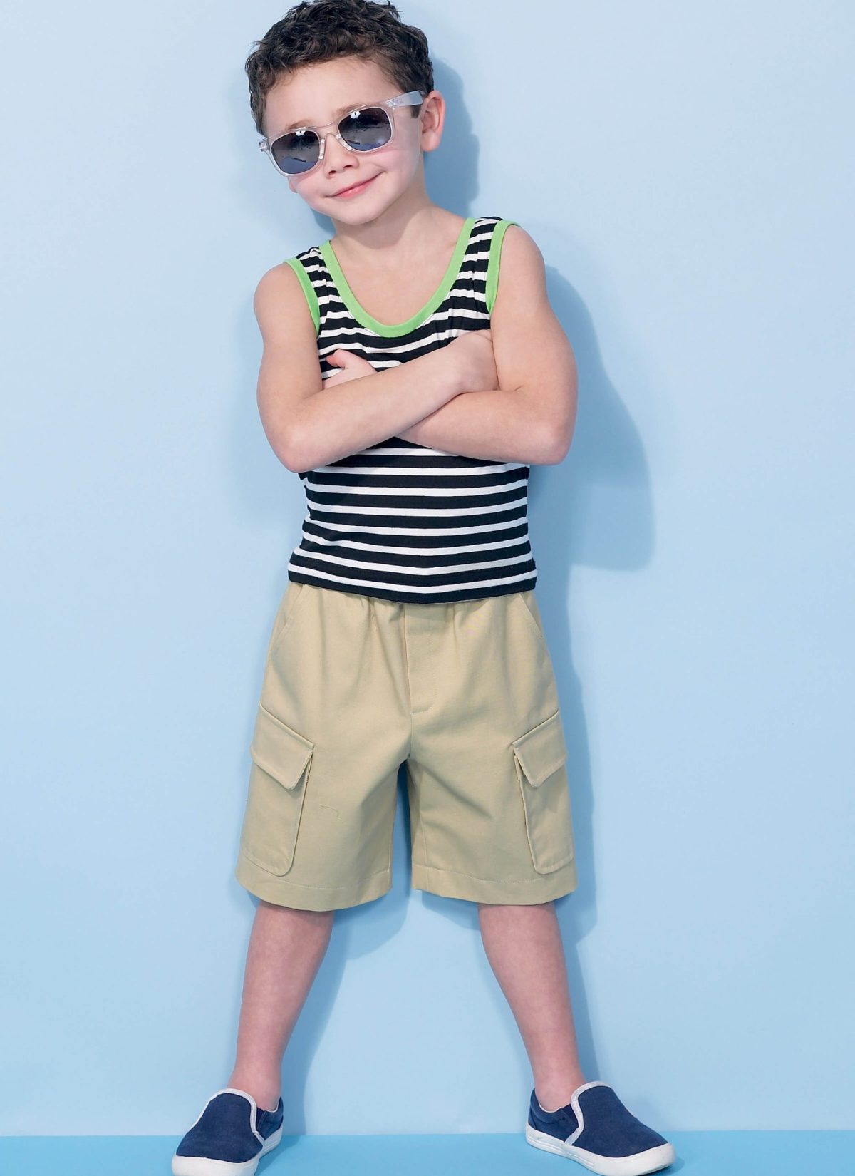 McCall's Sewing Pattern M7379 Children's/Boys' Raglan Sleeve and Tank Tops, Cargo Shorts and Pants