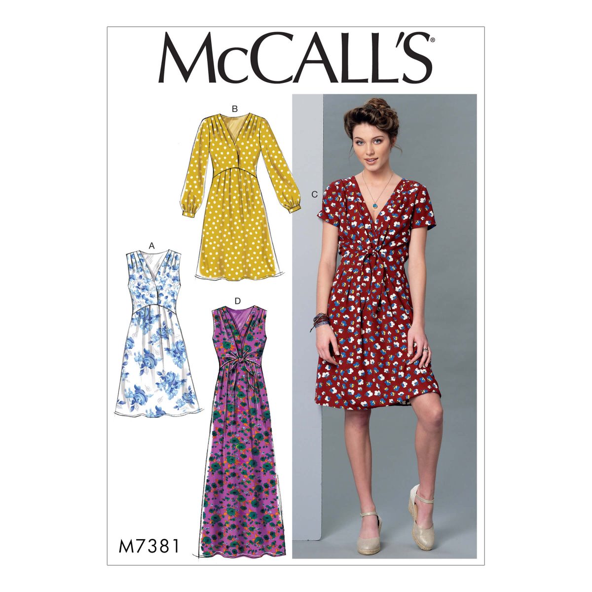 McCall's Sewing Pattern M7381 Misses' Pleated Dresses with Optional Front-Tie