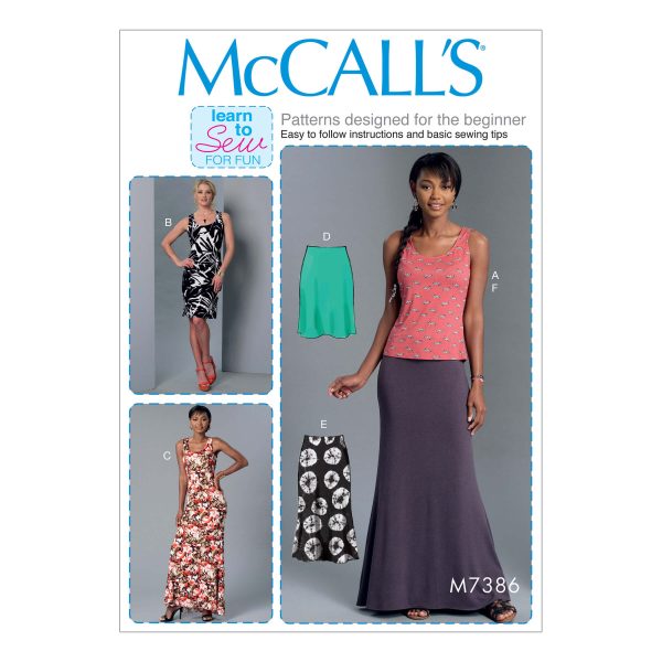 McCall's Sewing Pattern M7386 Misses' Knit Tank Top, Dresses and Skirts