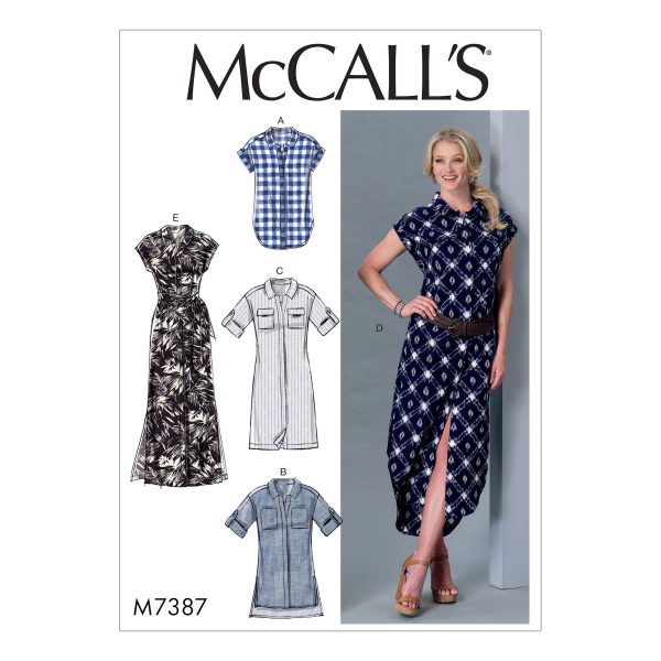 McCall's Sewing Pattern M7387 Misses' Button-Down Top, Tunic, Dresses and Belt