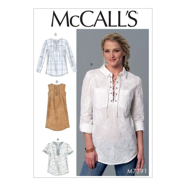 McCall's Sewing Pattern M7391 Misses' Laced or Split-Neck Tops and Dress