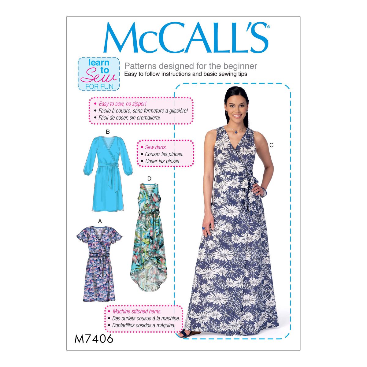 McCall's Sewing Pattern M7406 Misses' Dresses and Belt