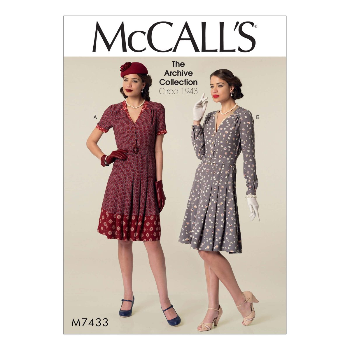 McCall's Sewing Pattern M7433 Misses' Inverted Notch-Collar Shirtdresses and Belt