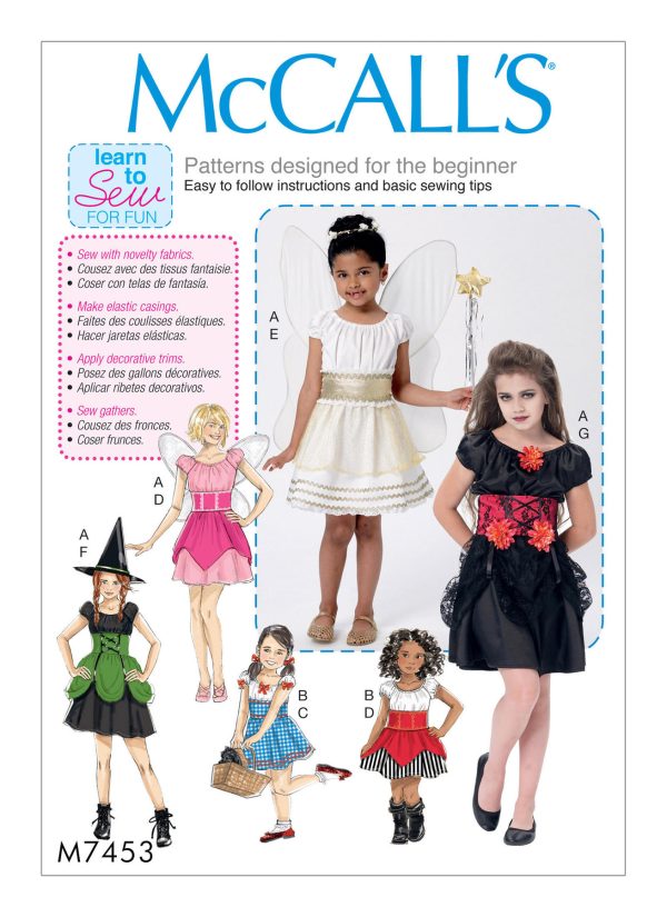 McCall's Sewing Pattern M7453 Children's/Girls' Fairy, Witch, Pirate, Angel and Character Costumes