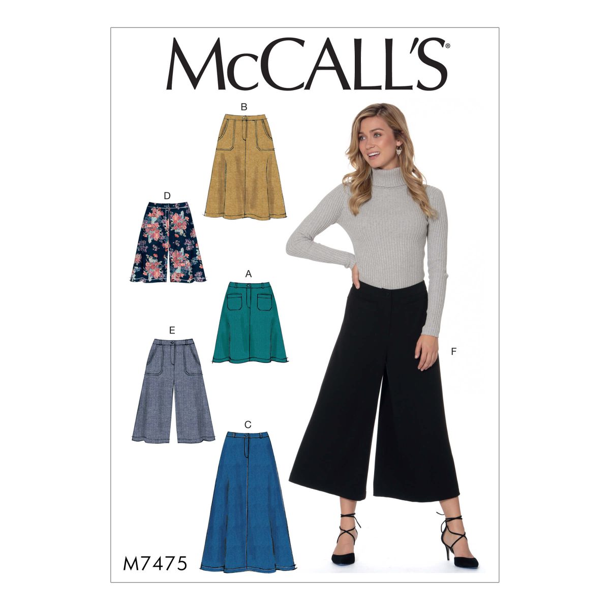 McCall's Sewing Pattern M7475 Misses' Flared Skirts, Shorts and Culottes
