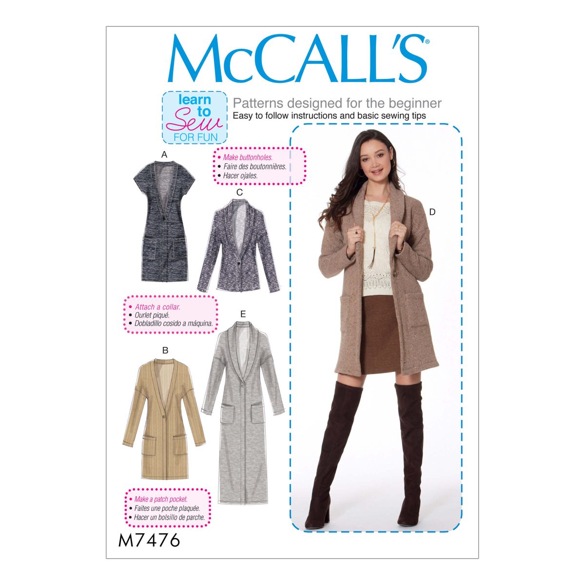 McCall's Sewing Pattern M7476 Misses' Drop-Shoulder Vest and
