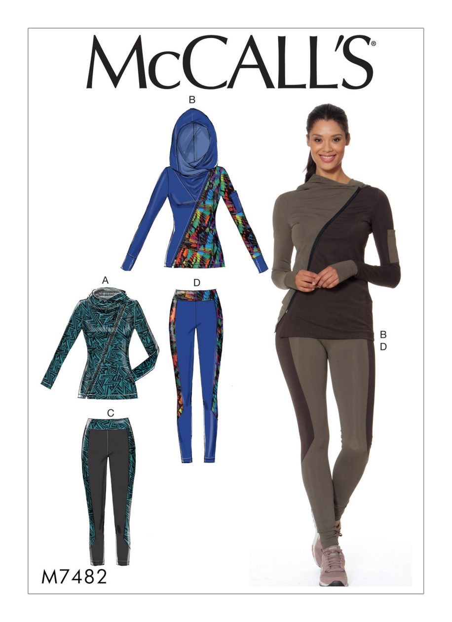 McCall's Sewing Pattern M7482 Misses' Asymmetrical-Zip Jacket and Seamed Activewear Leggings