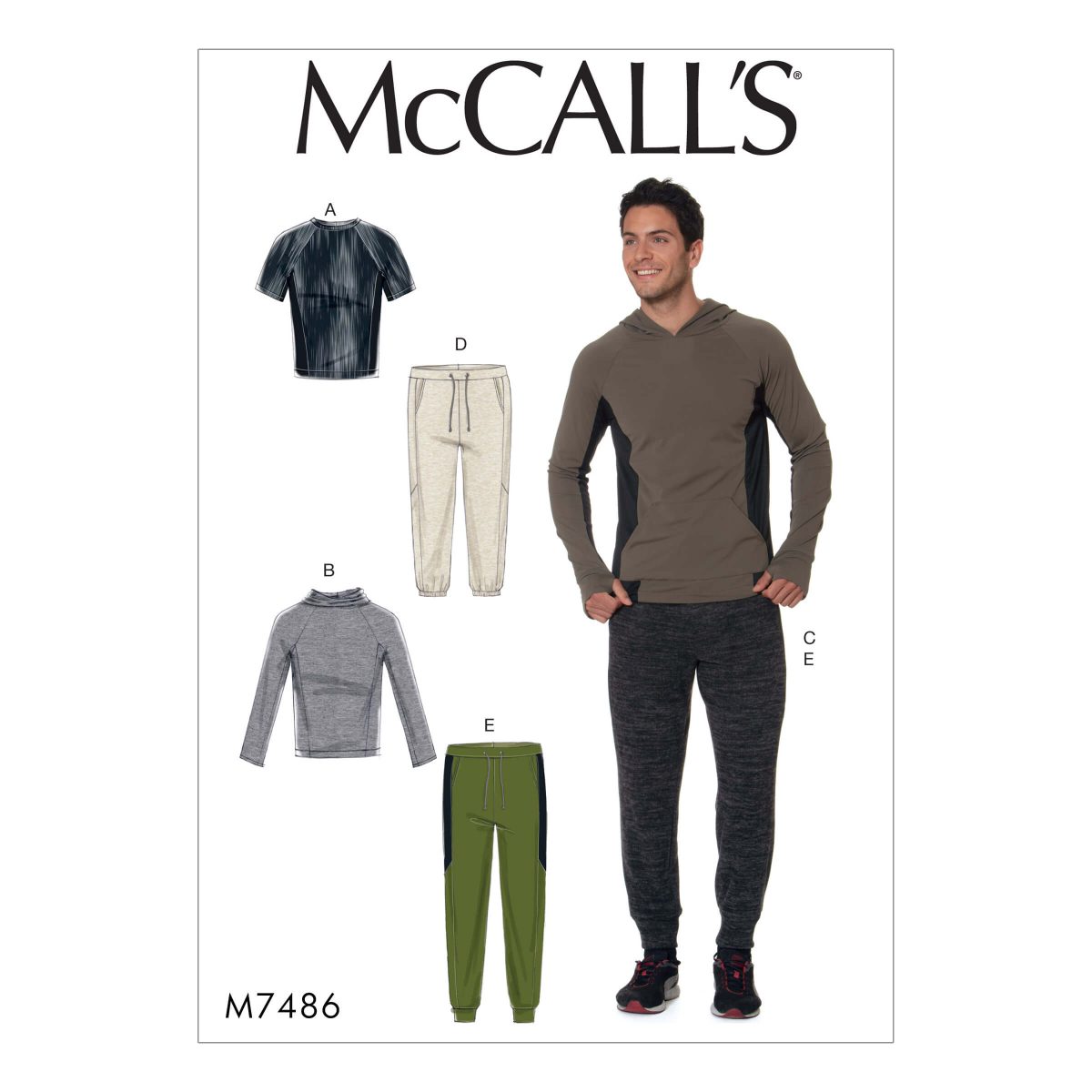 McCall's Sewing Pattern M7486 Men's Raglan Sleeve Tops and Drawstring Pants