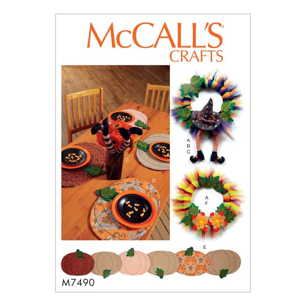 McCall's Sewing Pattern M7490 Pumpkin Placemats/Table Runner, Witch Hat/Legs, and Wreaths