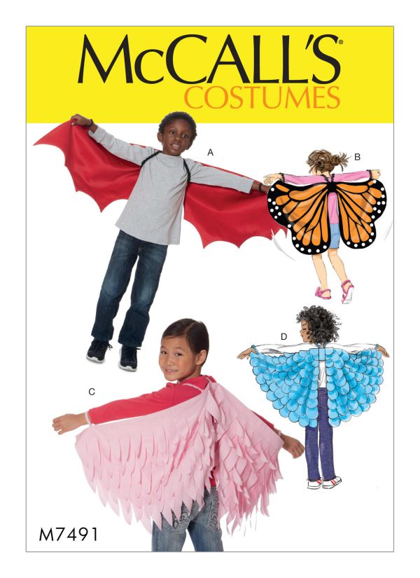McCall's Sewing Pattern M7491 Kids' Bat, Butterfly or Fairytale Wings