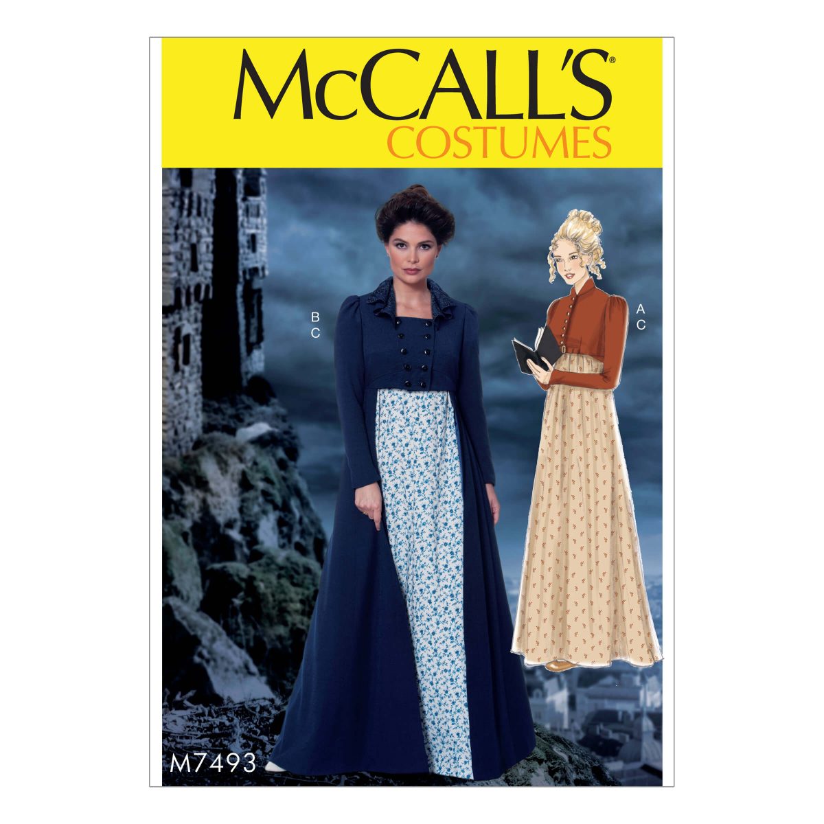 McCall's Sewing Pattern M7493 Cropped Jacket, Floor-Length Coat and A-Line, Square-Neck Dress