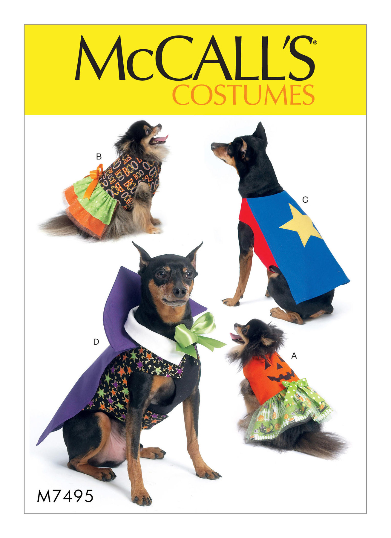 McCall’s Sewing Pattern M7495 Pumpkin, Hero, Vampire and Dress Pet Costumes