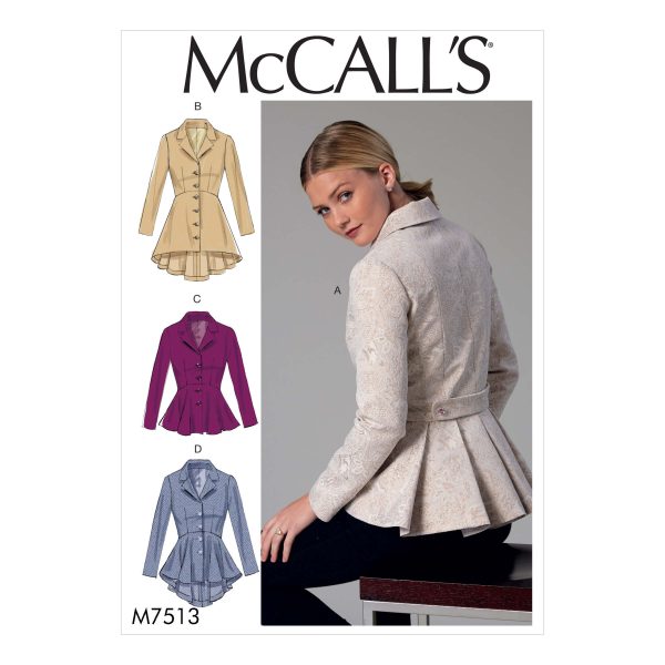 McCall's Sewing Pattern M7513 Misses' Notch-Collar, Peplum Jackets