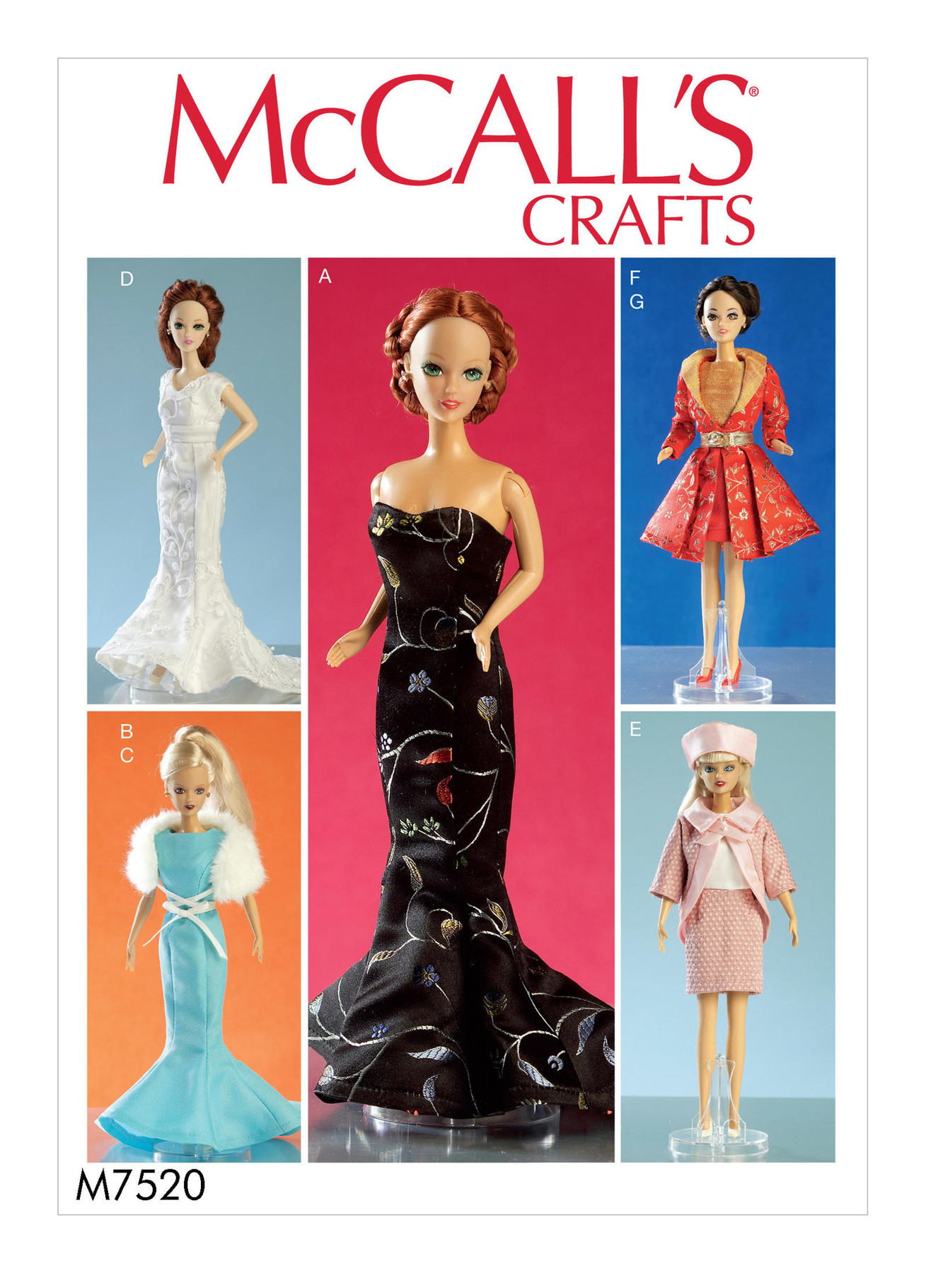 McCall’s Sewing Pattern M7520 Gowns, Stole, Dresses, Coats and Hat for 11″ Doll