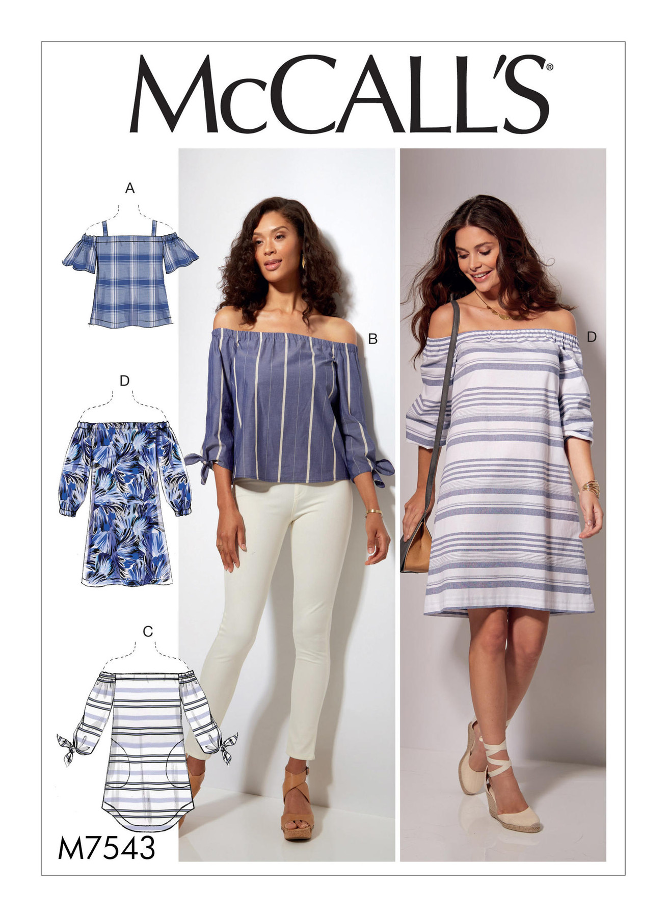McCall’s Sewing Pattern M7543 Misses’ Off-the-Shoulder Tops, Tunic and Dress