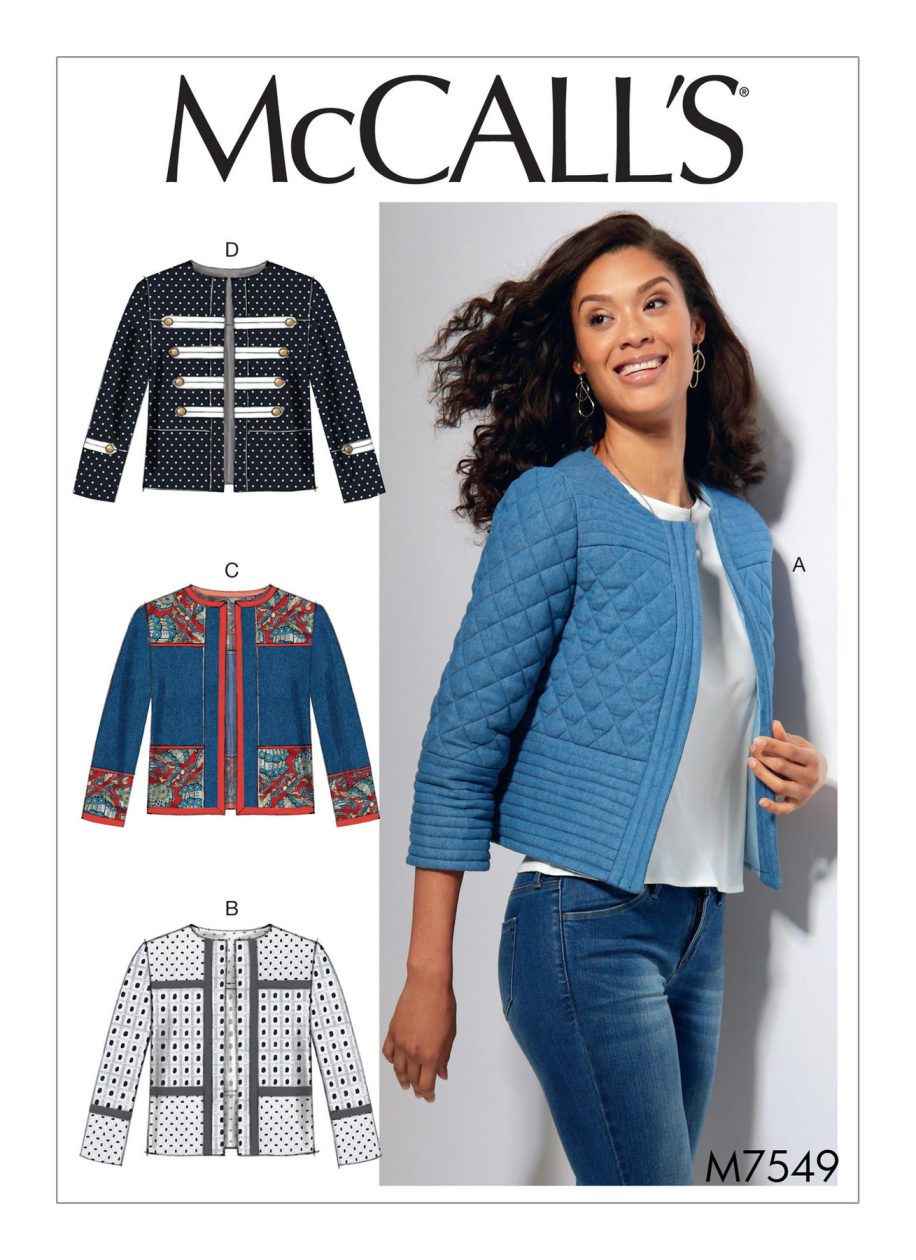 McCall's Sewing Pattern M7549 Misses' Open-Front, Banded Jackets with Yokes