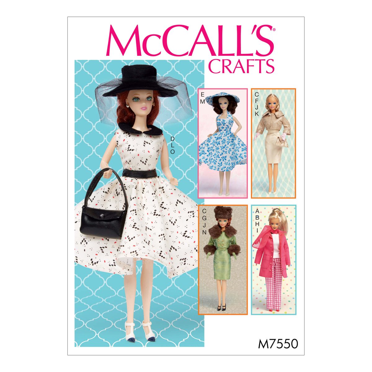 McCall's Sewing Pattern M7550 Retro-Style Clothes and Accessories for 11½" Doll