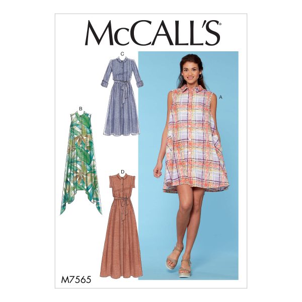 McCall's Sewing Pattern M7565 Misses' Shirtdresses with Sleeve Options, and Belt