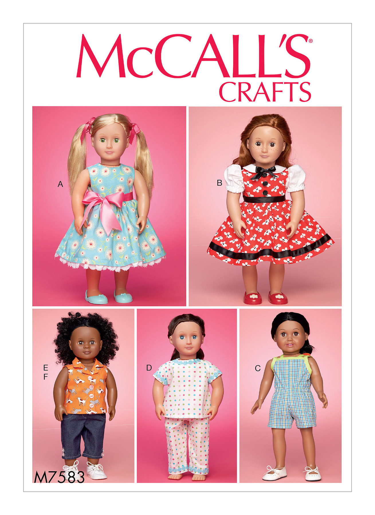 McCall’s Sewing Pattern M7583 18″ (46cm) Play and Dress Up Doll Clothes