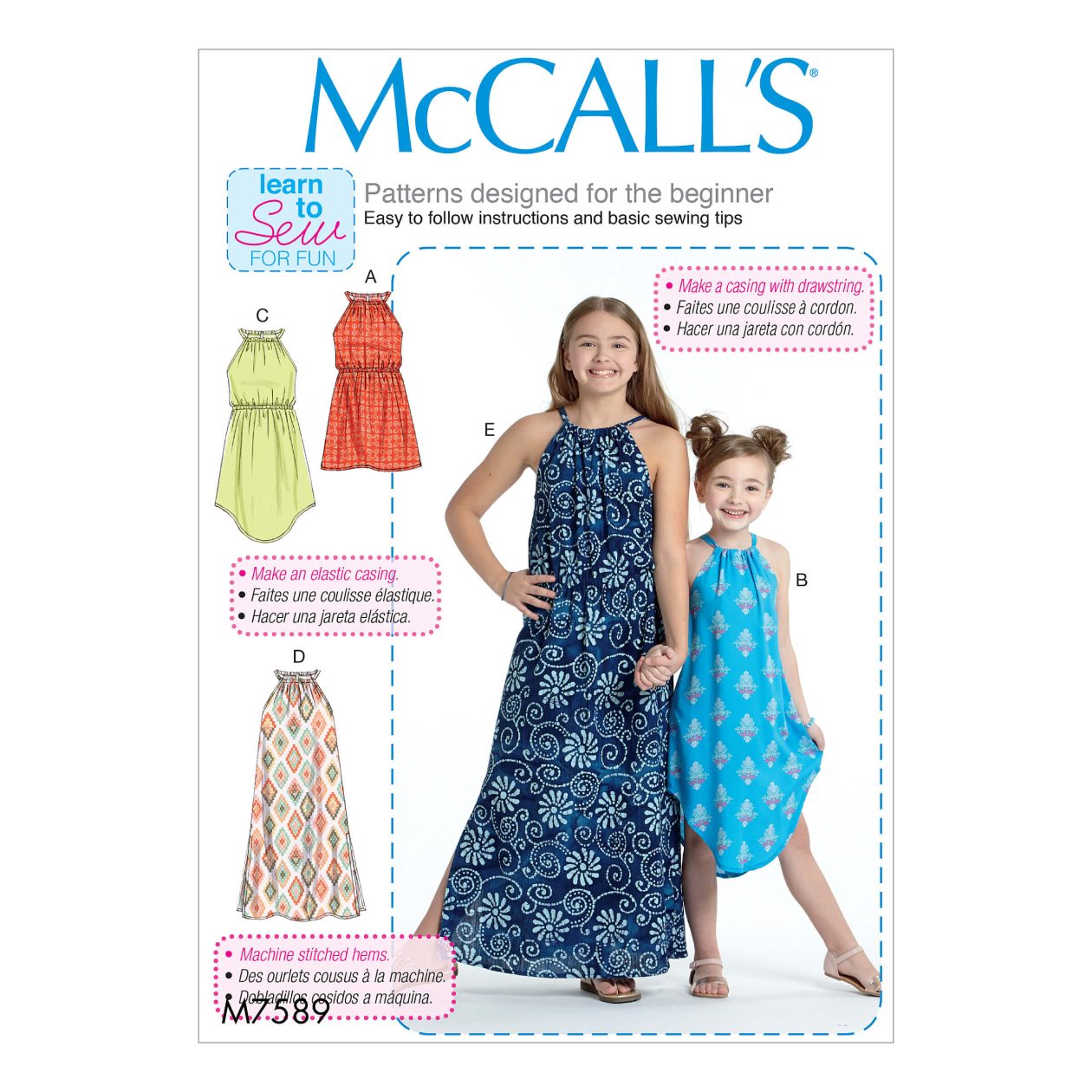 McCall's Sewing Pattern M7589 Children's/Girls' Gathered Neckline