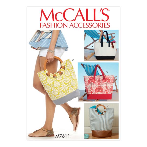 McCall's Sewing Pattern M7611 Misses' Lined Tote Bags with Contrast Variations