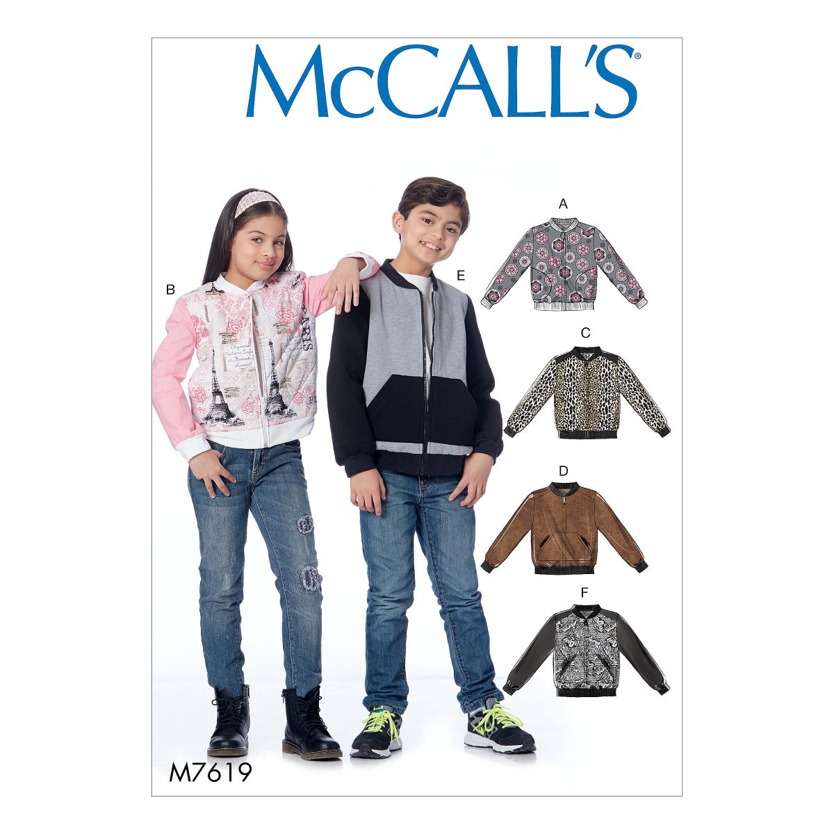 McCall's Sewing Pattern M7619 Children's/Girls'/Boys' Bomber Jackets