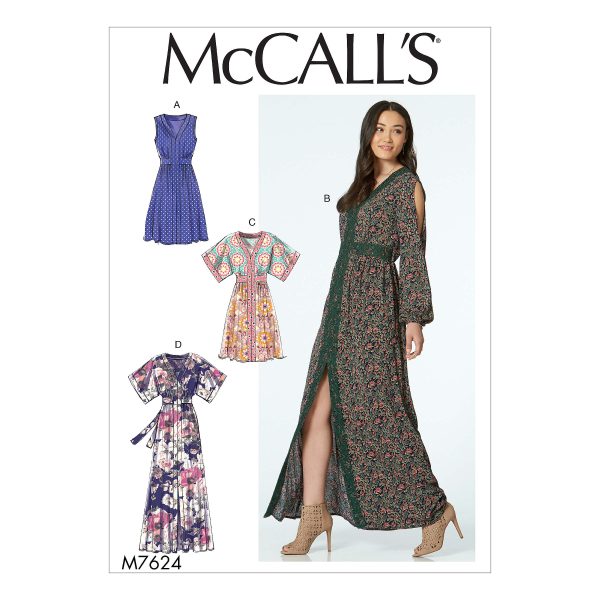 McCall's Sewing Pattern M7624 Misses' Banded Gathered Dresses with Sleeve and Length Options