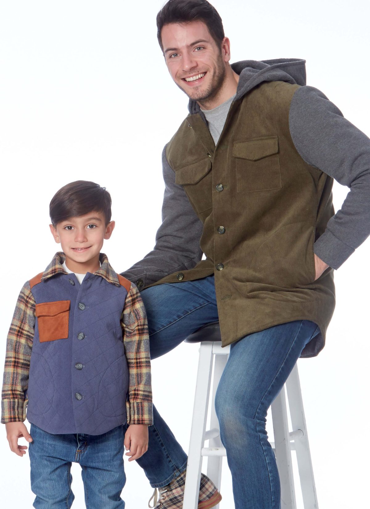 McCall's Sewing Pattern M7638 Men's and Boys' Lined Button-Front Jackets with Hood Options