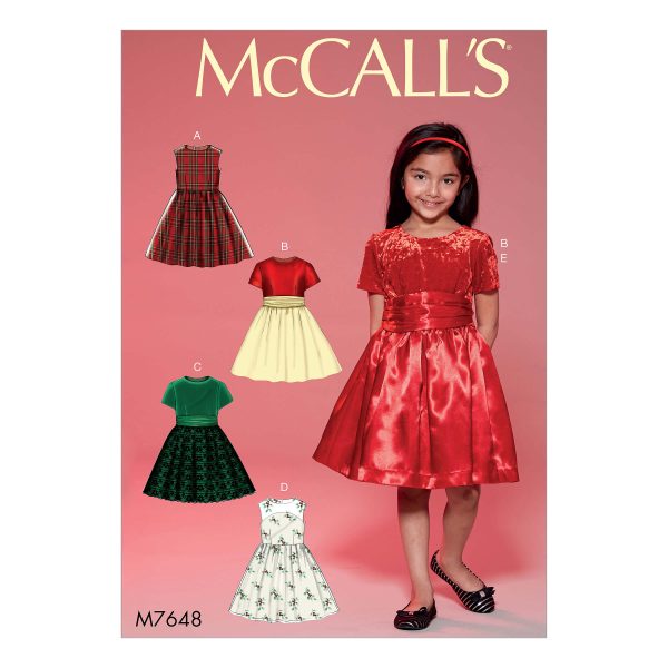 McCall's Sewing Pattern M7648 Childrens'/Girls' Gathered Dresses with Petticoat and Sash