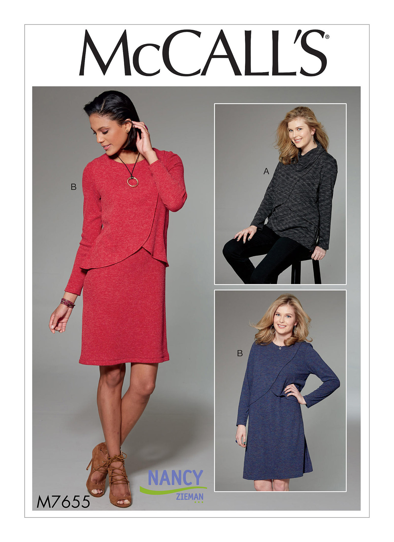 McCall’s Sewing Pattern M7655 Misses’/Women’s Tunic and Dress with Overlay and Collar Variations